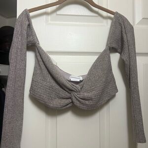 Lovers + Friends Revolve Ribbed Knot Front Top